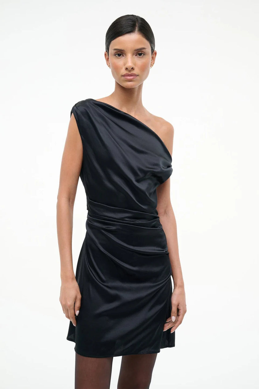 Mini Phare Silk Dress in Black – STAUD