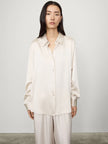 Long Sleeved Button-Up Bluse champagne