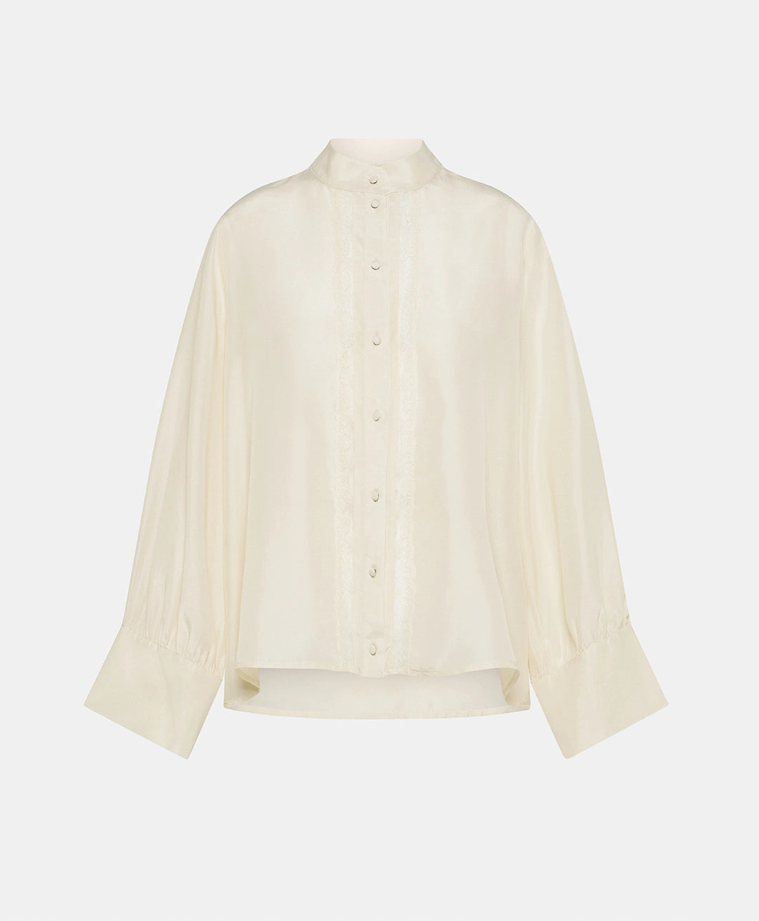 FRANKLIN Shirt in Habutai with Valenciennes – Cream – Momonì