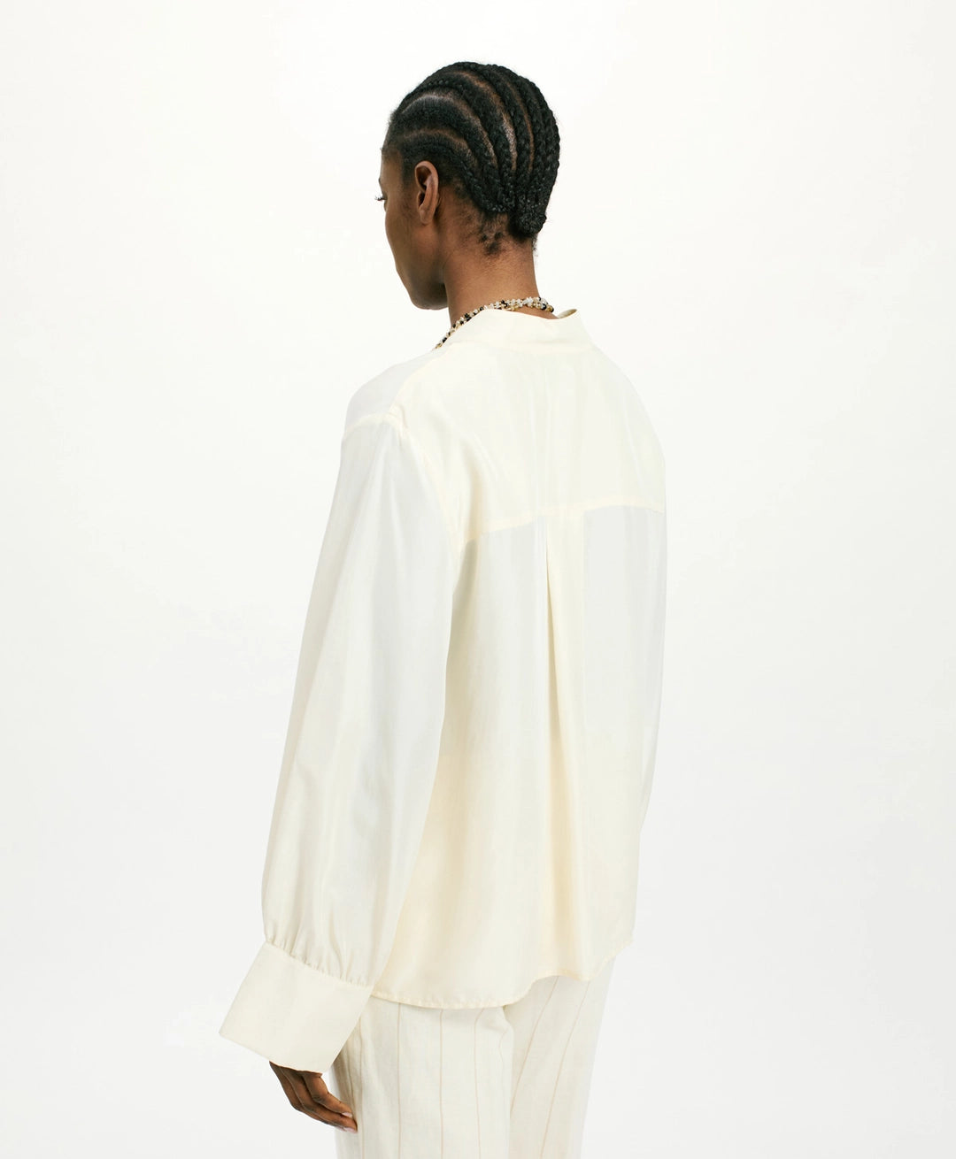 FRANKLIN Shirt in Habutai with Valenciennes – Cream – Momonì