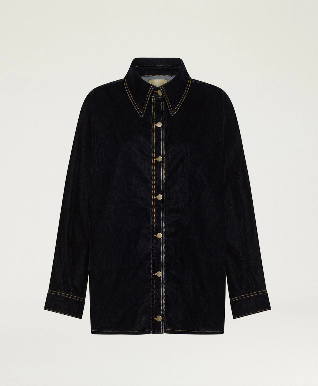 MANCHESTER Coat in Stretch Flocked Denim – Blue – Momonì