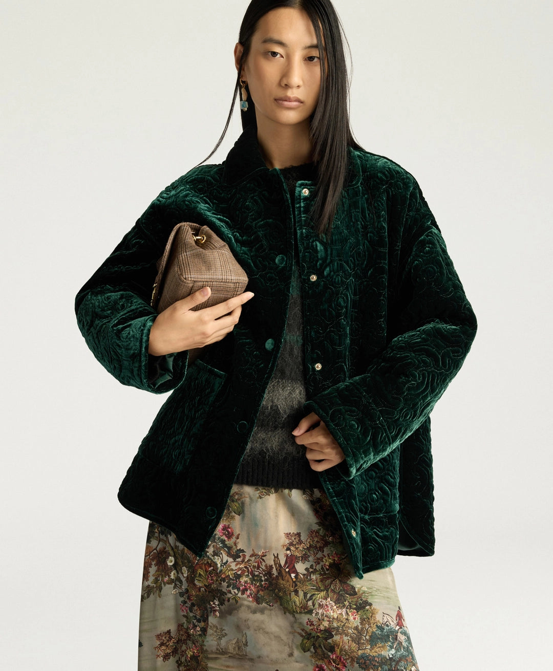Botanical Jacke aus gestepptem Samt