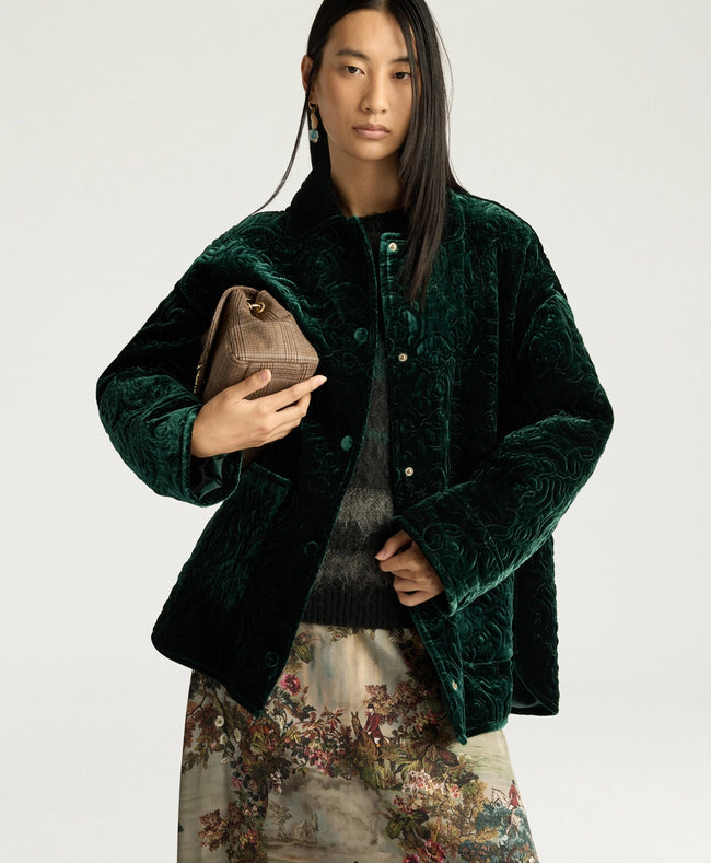 Botanical Jacke aus gestepptem Samt