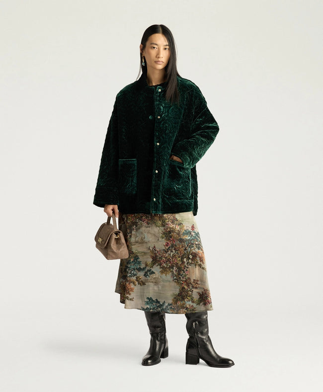 Botanical Jacke aus gestepptem Samt