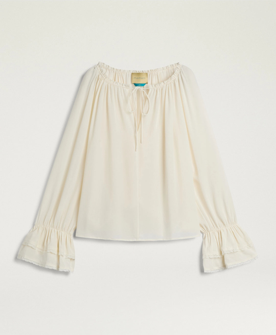 Mendoza Bluse aus sandgewaschener Seide – Creme – Momonì