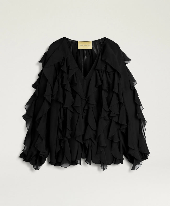 Canela Bluse aus Chiffon – Schwarz – Momonì