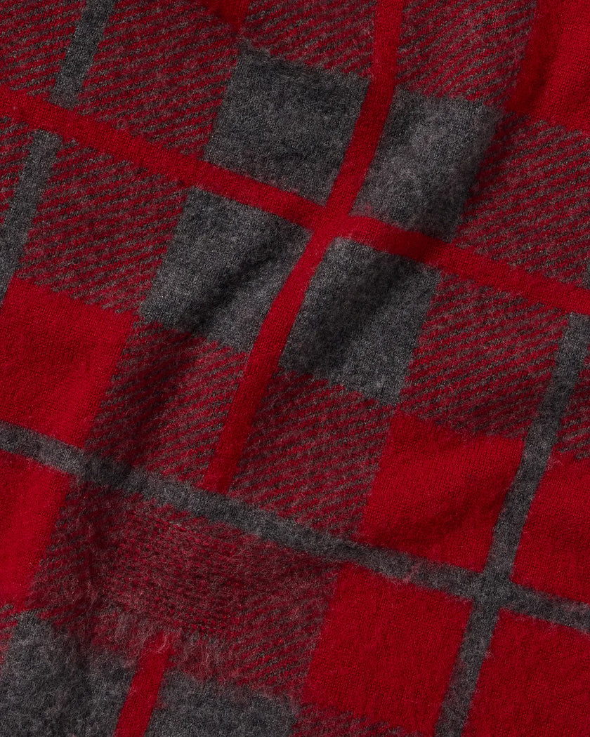The Plaid Big Scarf in Charcoal/Ruby