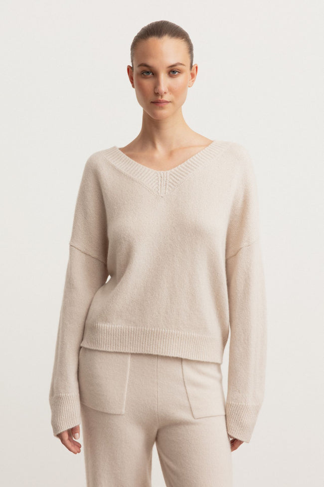 Bergen Cashmere-Seide Pullover in alabaster