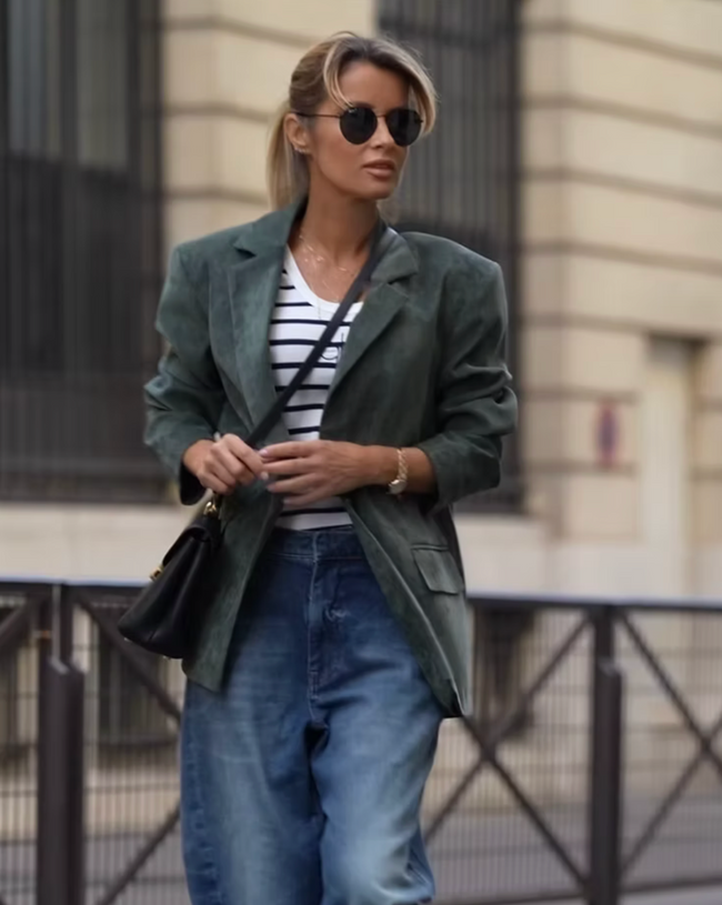 Velvet Blazer Amy in khaki