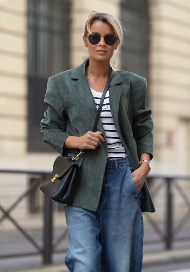 Velvet Blazer Amy in khaki