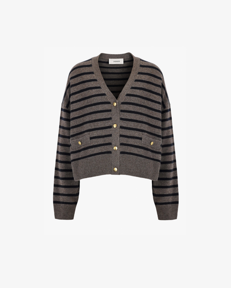 Cardigan Ramatuelle in Nougat/Dark Navy – LADNĒRI