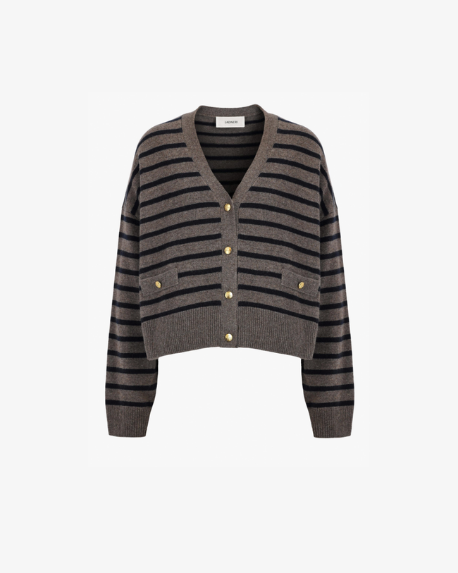 Cardigan Ramatuelle in Nougat/Dark Navy – LADNĒRI