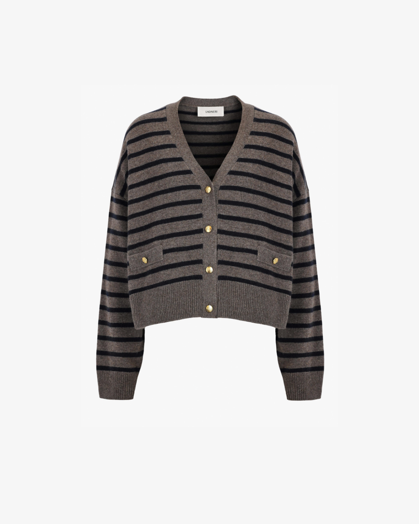 Cardigan Ramatuelle in Nougat/Dark Navy – LADNĒRI