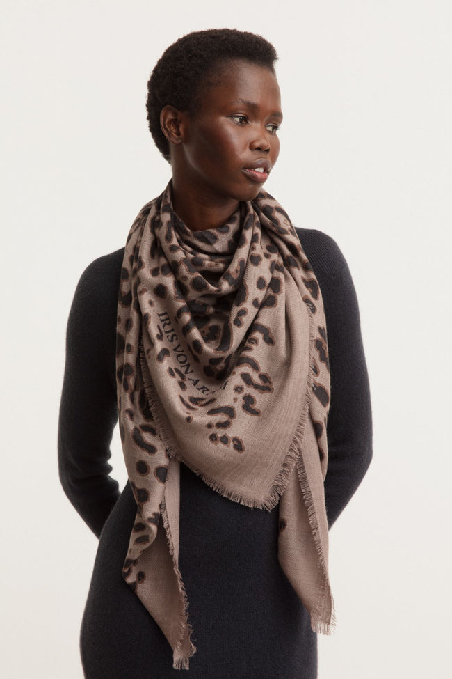 Iris Cashmere Tuch in taupe/kajal