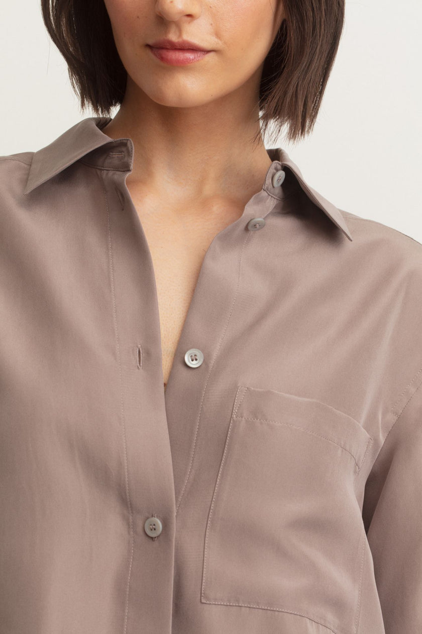 Selina Seidenbluse in taupe