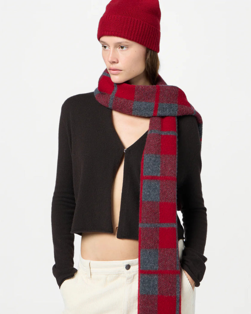 The Plaid Big Scarf in Charcoal/Ruby