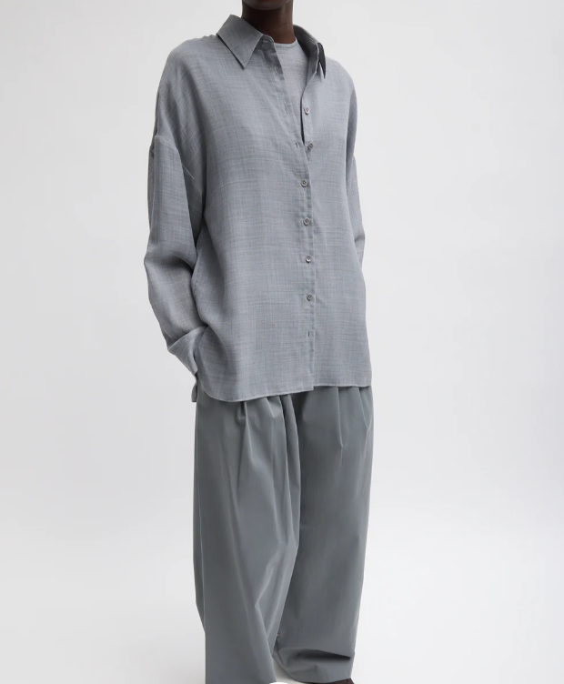 Tibi Sheer Wool Gauze Oversized Shirt