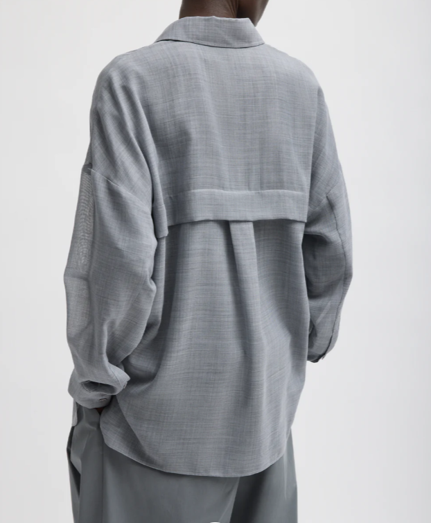 Tibi Sheer Wool Gauze Oversized Shirt