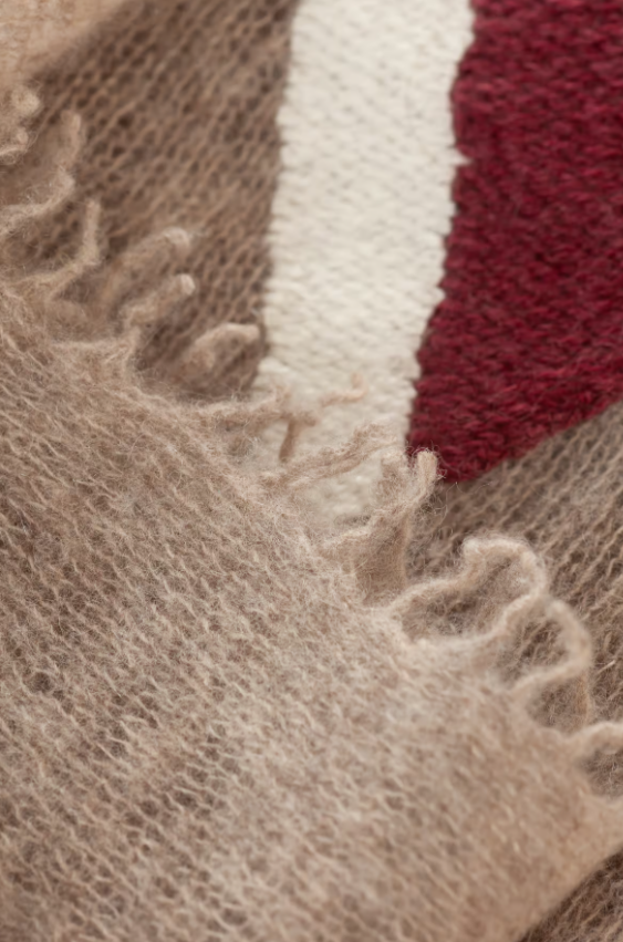 Cashmere Scarf mit Handstickerei – Weihnachtsedition – Dark Beige Melange - Mouleta