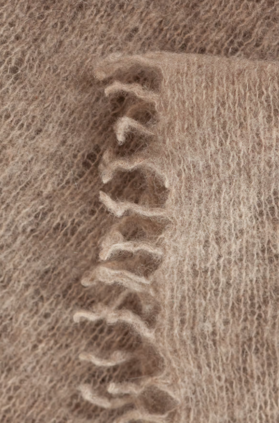 Cashmere Scarf mit Handstickerei – Weihnachtsedition – Dark Beige Melange - Mouleta