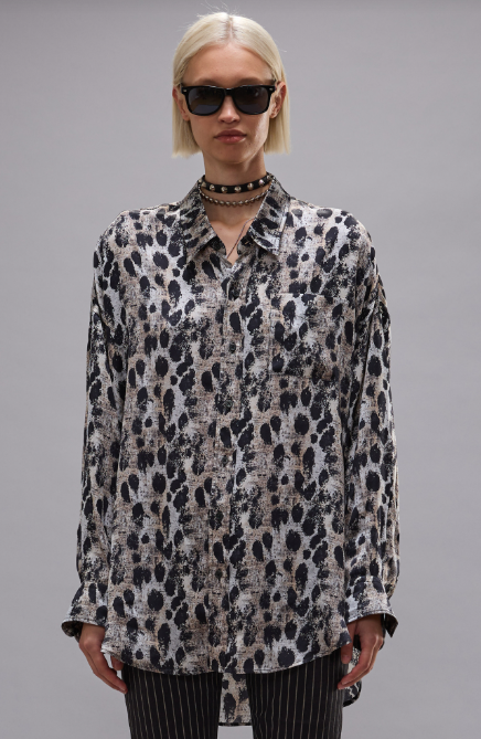 Drop Neck Shirt – Black Silver Leopard – R13