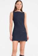 Skyla Drop Waist Minidress – Navy – STAUD