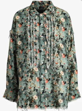 Shredded Seam Ruffle Shirt