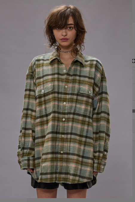 R13 Boyfriend Shirt – Turquoise Plaid