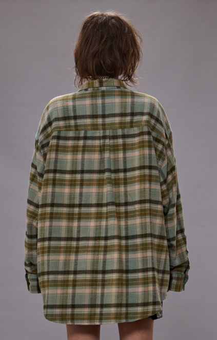 R13 Boyfriend Shirt – Turquoise Plaid