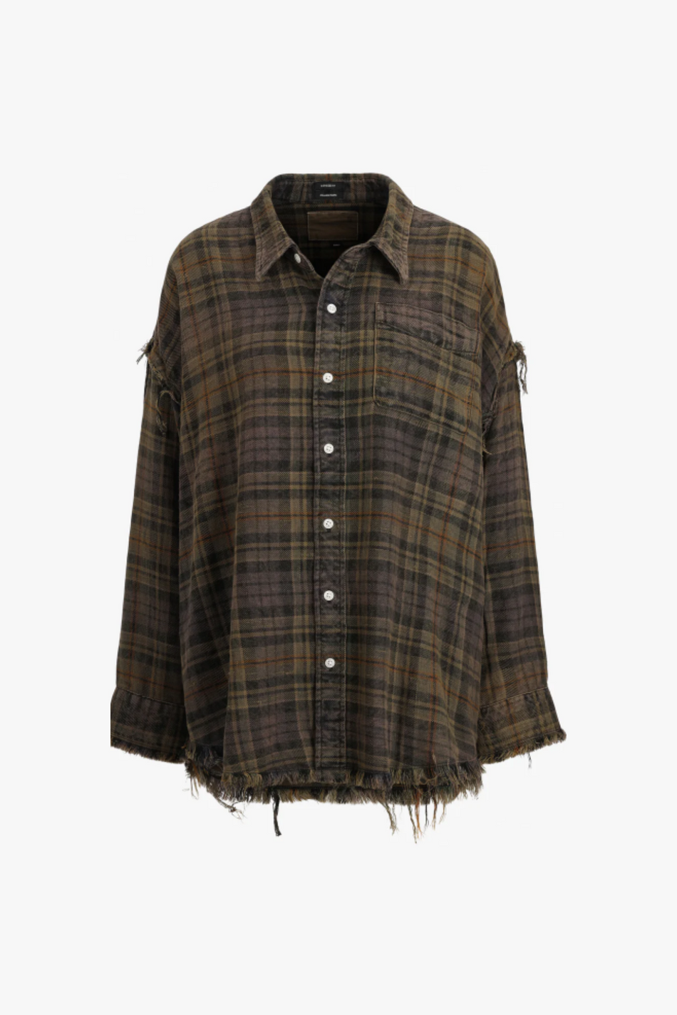 Shredded Seam Drop Neck Hemd