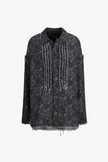 Shredded Seam Ruffle Shirt black lace