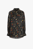 Bluse Drop Neck in Floral on Black
