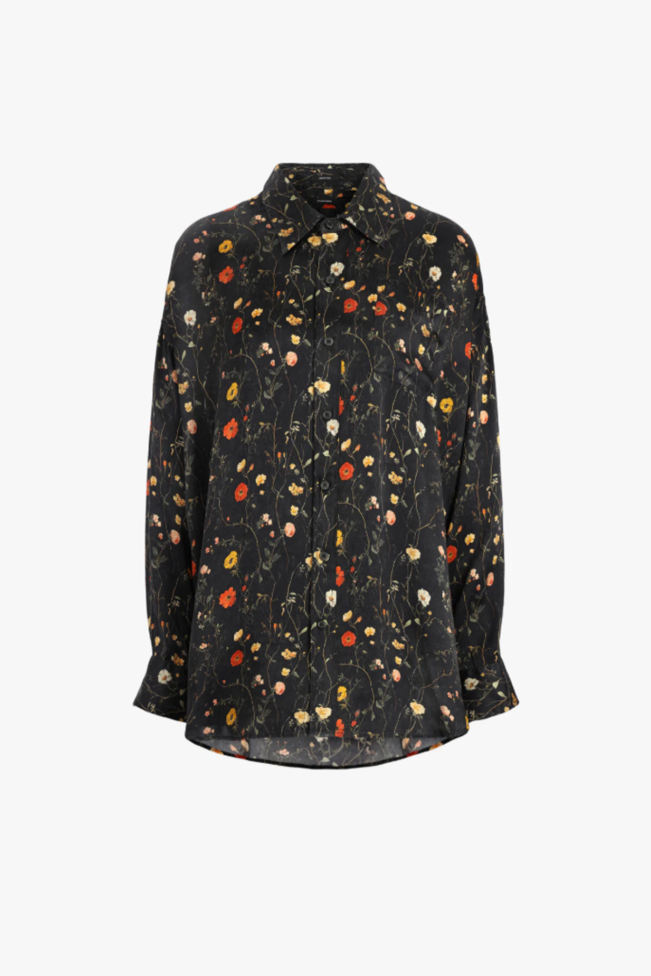 Bluse Drop Neck in Floral on Black