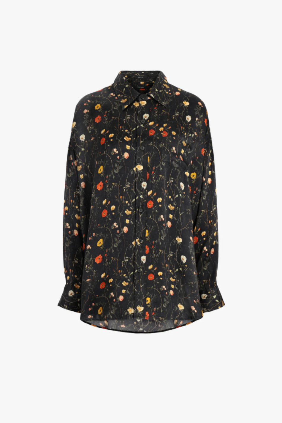 Bluse Drop Neck in Floral on Black