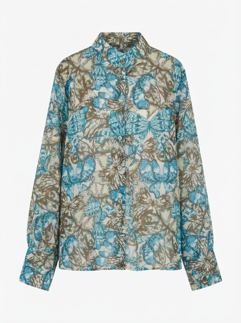 Momoni Franklin Hemd mit Print Light Blue