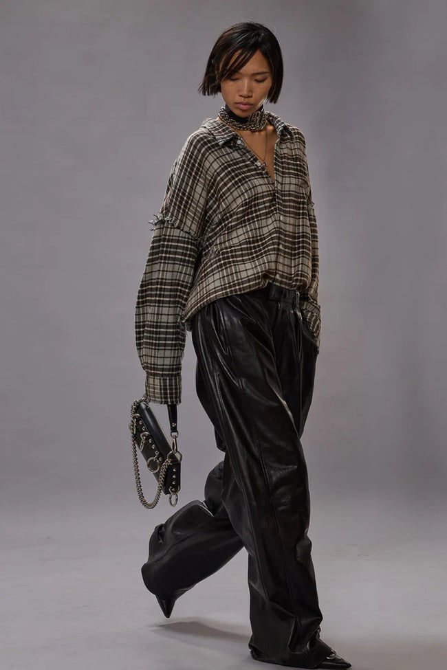 Shredded Seam Drop Neck Shirt